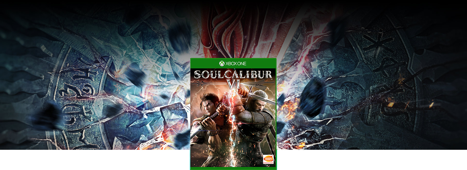 soulcalibur vi boxshot with soul edge crashing into the ground