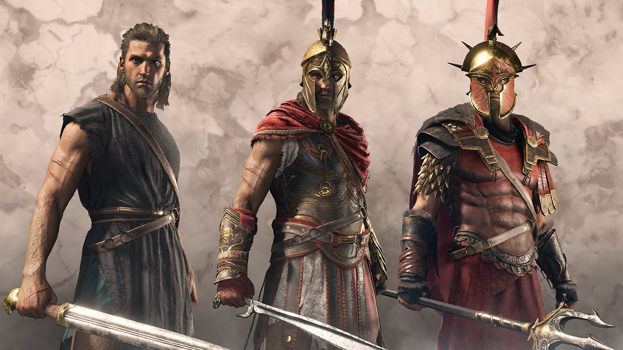 玩家角色穿戴著不同希臘裝備