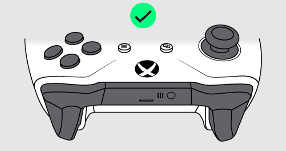 Controle sem fio do Xbox com uma marca de seleção verde
