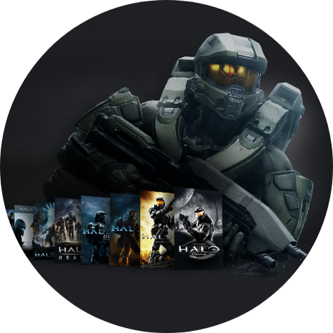 Master Chief stoi za kolekcją gier z serii Halo.