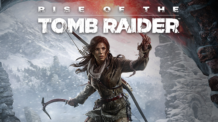 Rise of the Tomb Raider, Lara sostiene una baliza en la entrada de una cueva