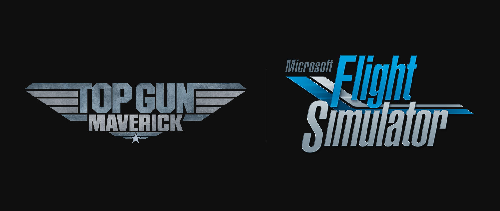 Microsoft Flight Simulator -logo ja Top Gun Maverick -logo