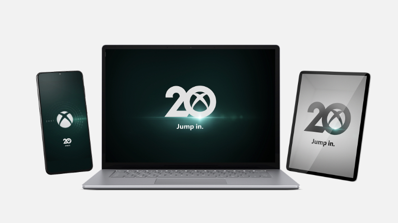 A laptop, mobile device, and tablet with 20 year wallpapers on them