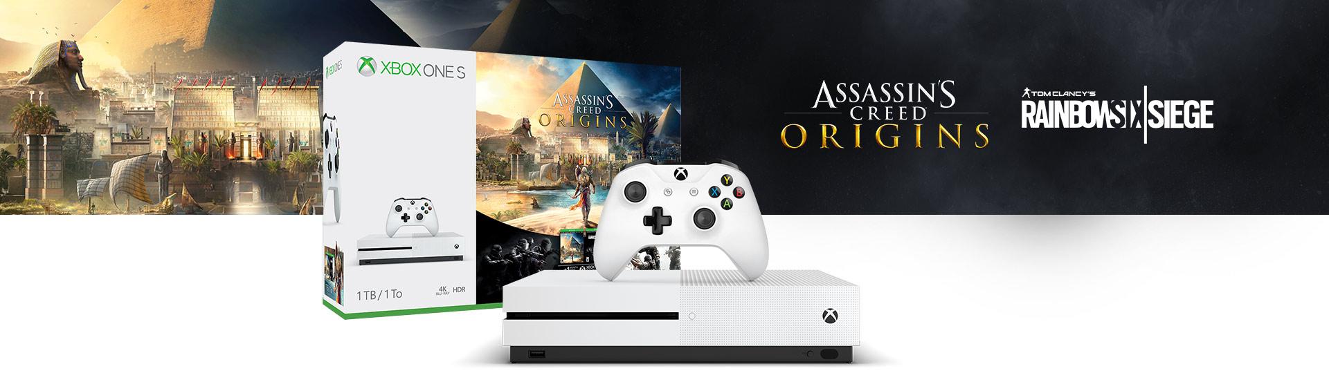 Конзола Xbox One S 1TB- Assassins Creed Origins Bonus Bundle (Xbox One)