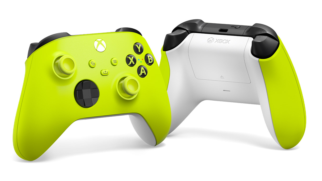 update main gallery with image: Front and back angle of the Xbox Wireless Controller Electric Volt