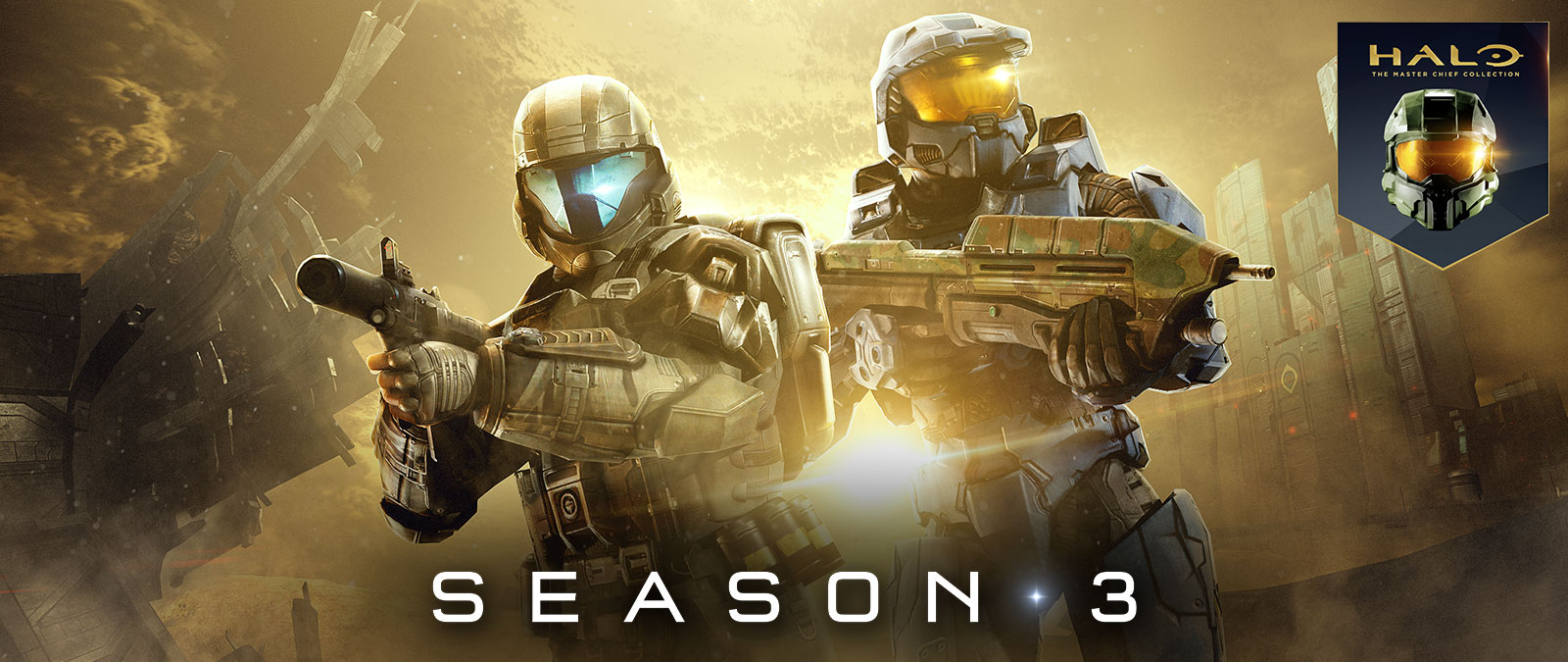 Halo: The Master Chief Collection, Season 3, An Orbital Drop Shock Trooper and Master Chief hold guns ready to fire
