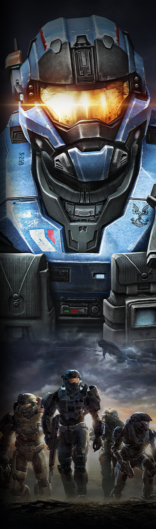 Immagine del gioco Halo: Reach, Spartan in posa su una collina con le armi spianate