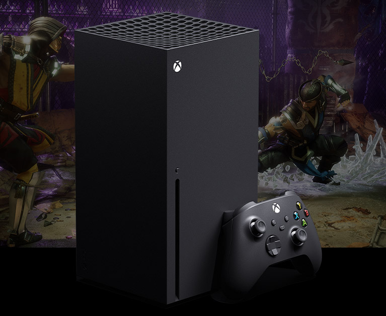 Xbox Series X dikey konsol ve oyun kumandası