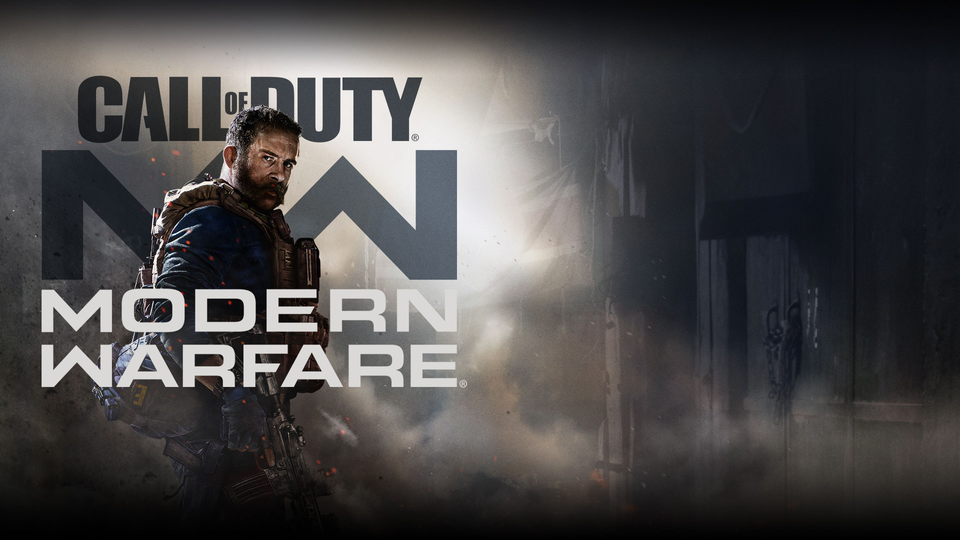 Call of Duty: Modern Warfare logo with character Captain Price in blue with military vest