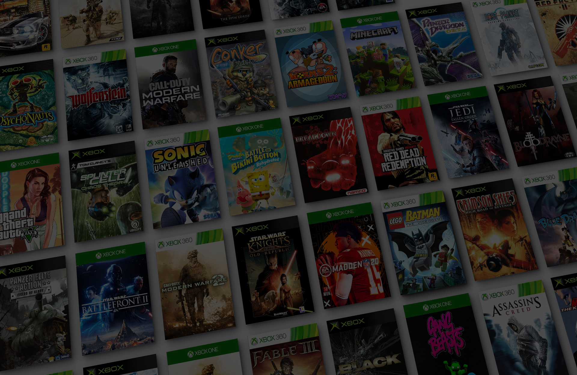 Mosaic of Xbox backward compatible game titles