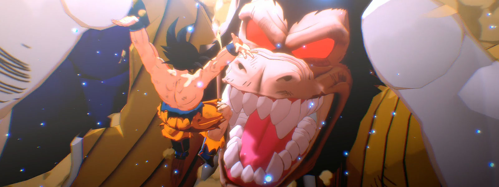 Goku free falls towards a giant monkey monster
