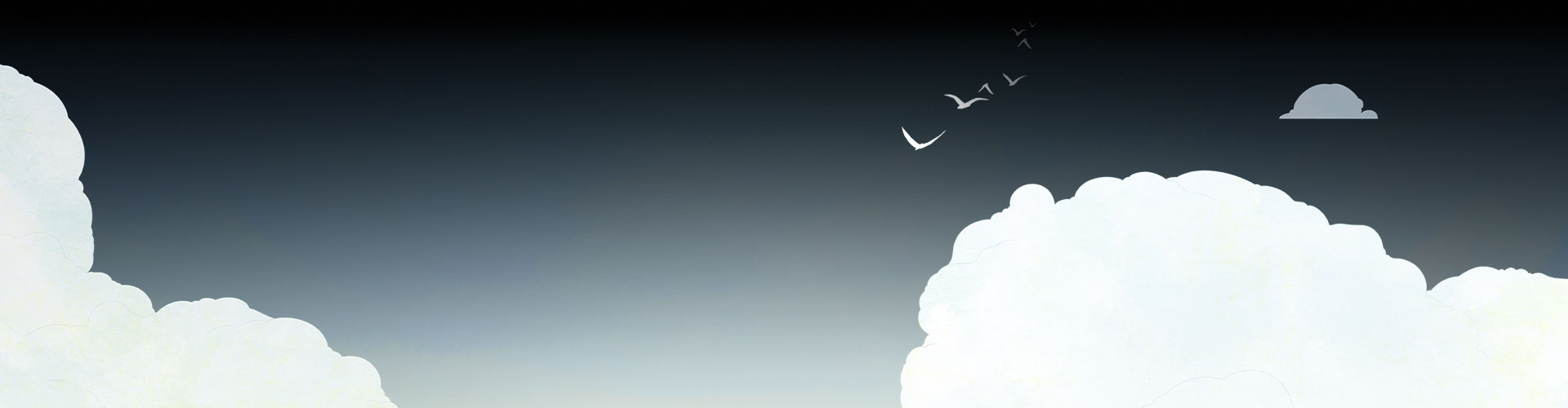 Hintergrund mit Wolken und wegfliegenden Vögeln