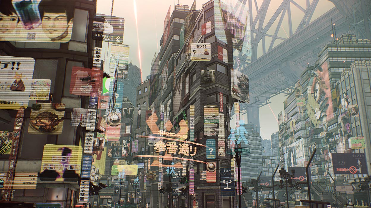 Japonya'da üzerinde pek çok dijital reklam panosunun ve levhanın bulunduğu yüksek binalar