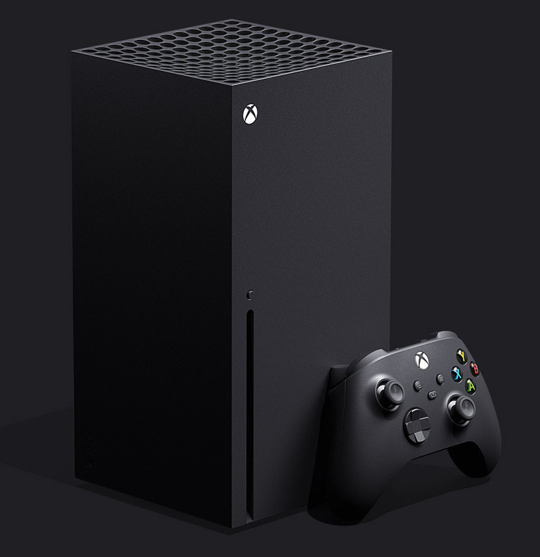 Xbox Series X console with Xbox controller.