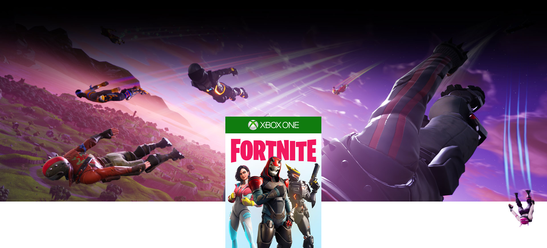 Fortnite For Xbox One Xbox - fortnite boxshot fortnite characters skydiving