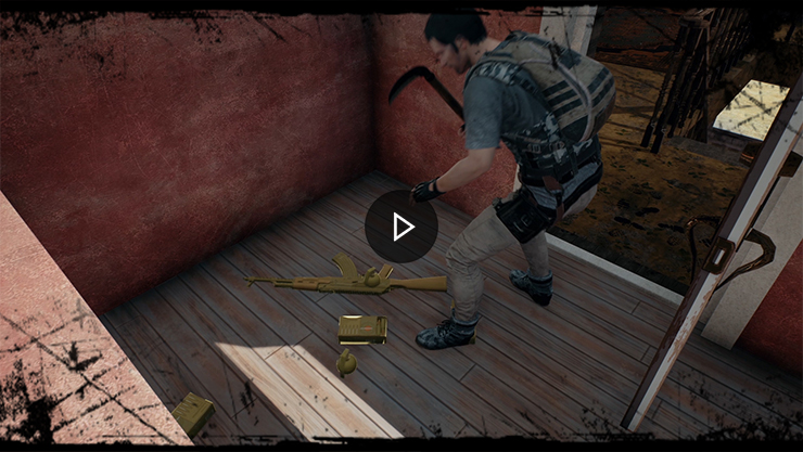 Игрок собирает предметы в здании