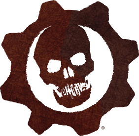Totenkopf in rotem Gears-Logo