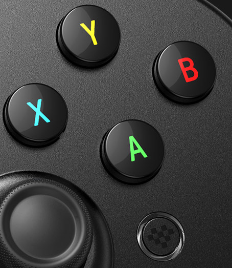 Close-up of the ABXY buttons on the SN30 controller