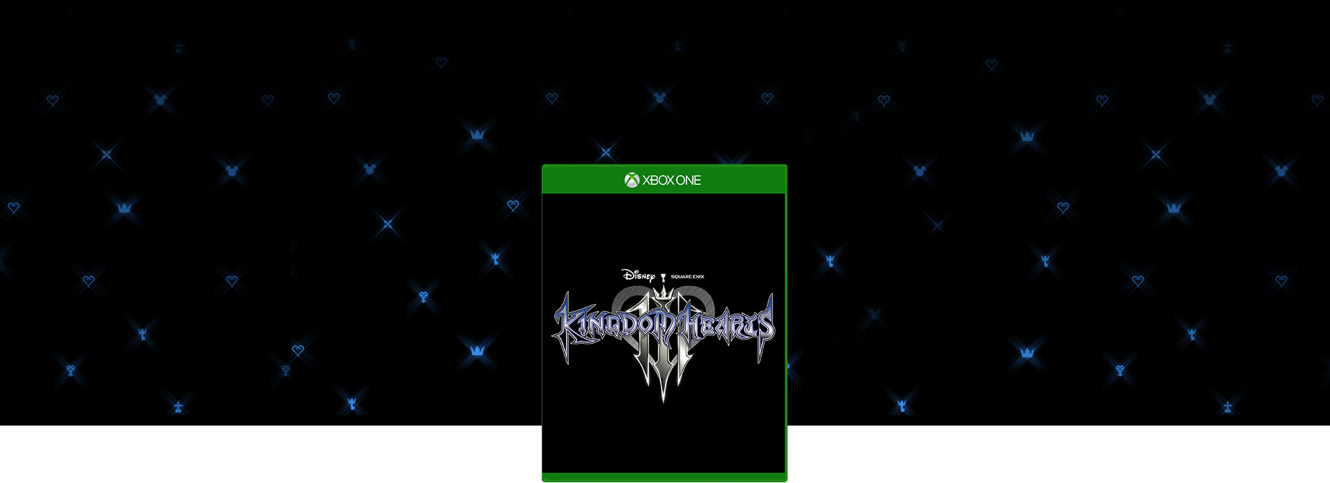 Kingdom hearts iii box shot over a background starfield of disney symbols 1920x698 Heartless symbol