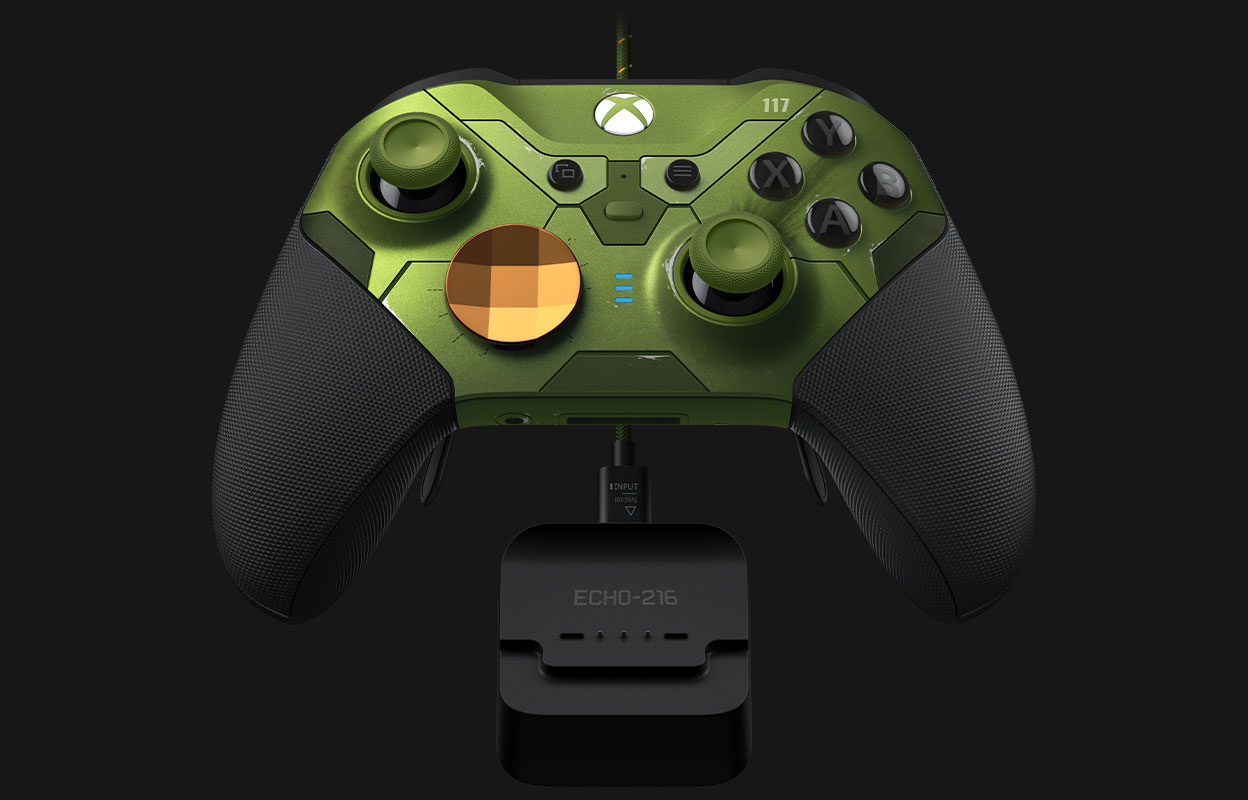Elite series 2 Halo Infinite controller with the charging doc