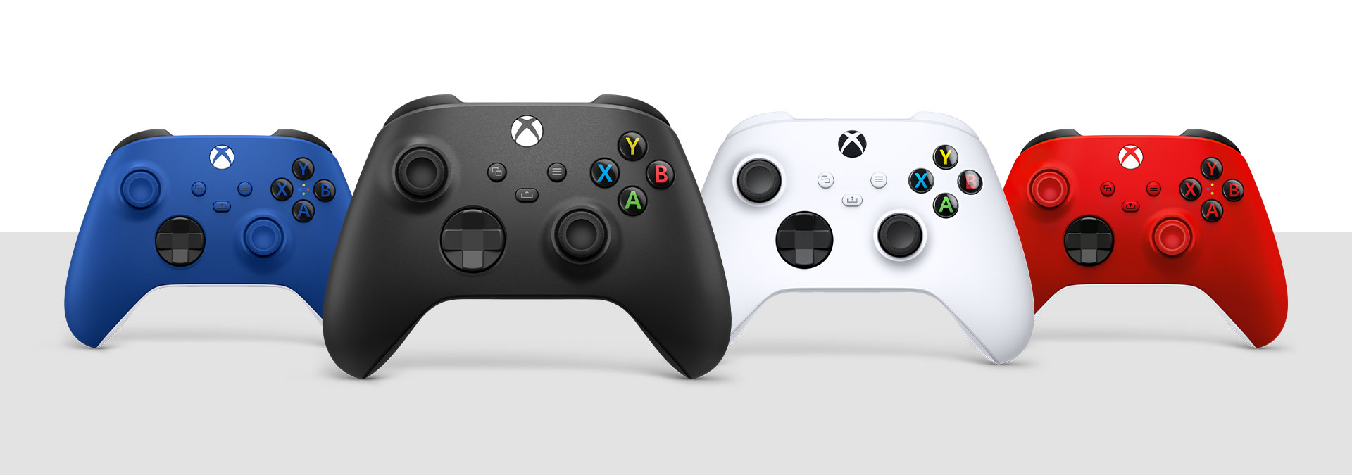 Xbox Wireless Controller Carbon Black, Robot White, Shock Blue, and Pulse Red