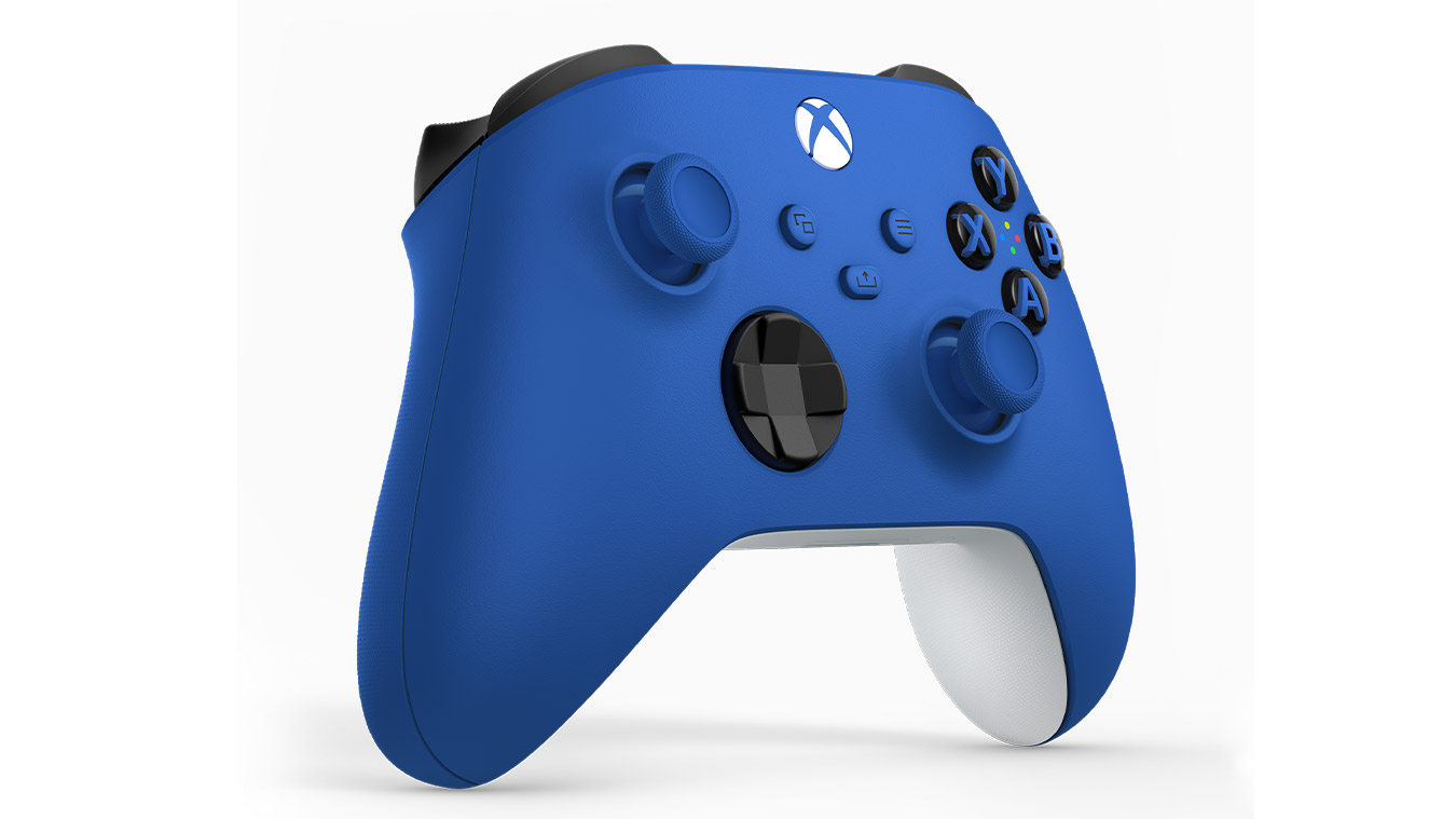 update main gallery with image: Left angle of the Xbox Wireless Controller Shock Blue