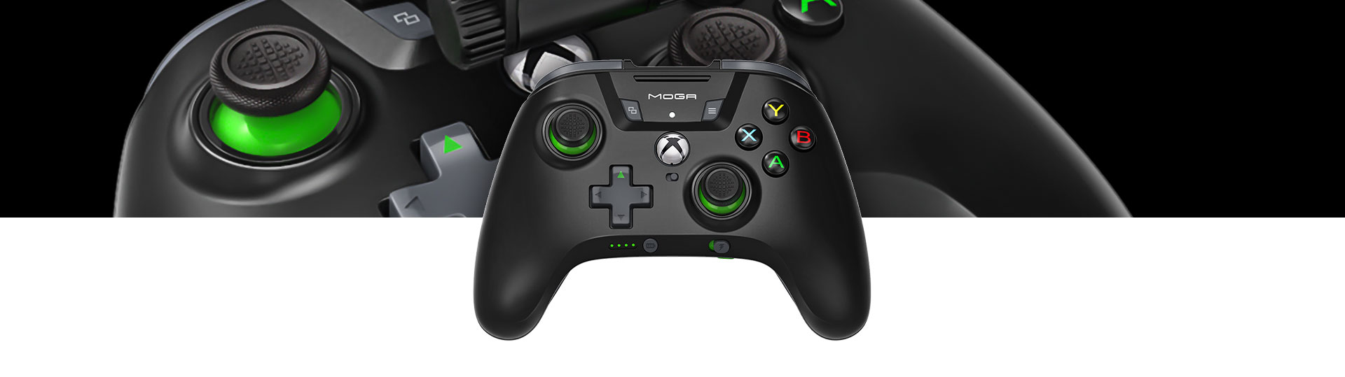 MOGA XP5-X Plus Bluetooth Controller for Mobile & Cloud Gaming  with a closeup of controller surface texture