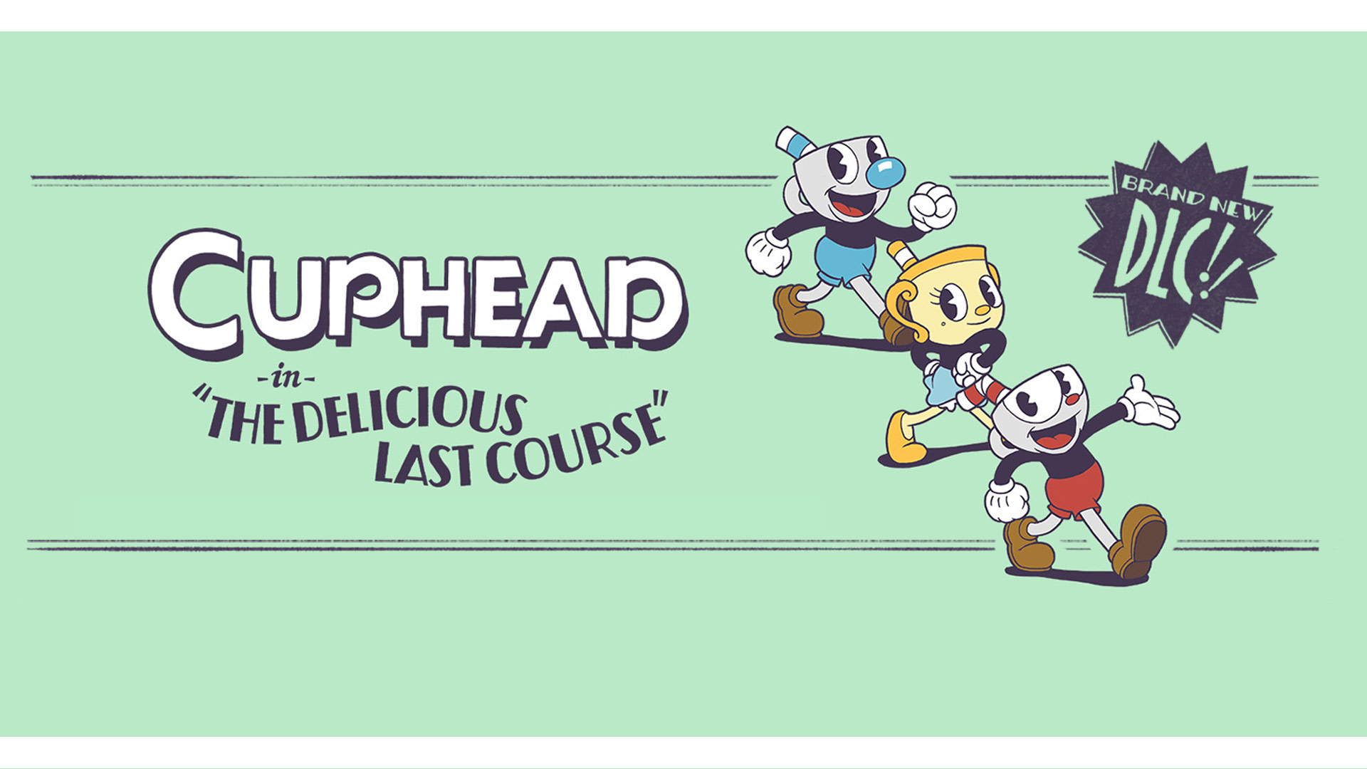 Cuphead dans The delicious last course, Un tout nouveau DLC!, trois personnages de Cuphead prenant la pause