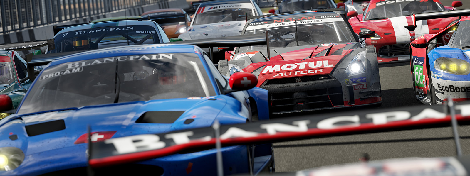 遊戲 Forza Motorsport 7 中 Forza 賽車起跑線的正面圖