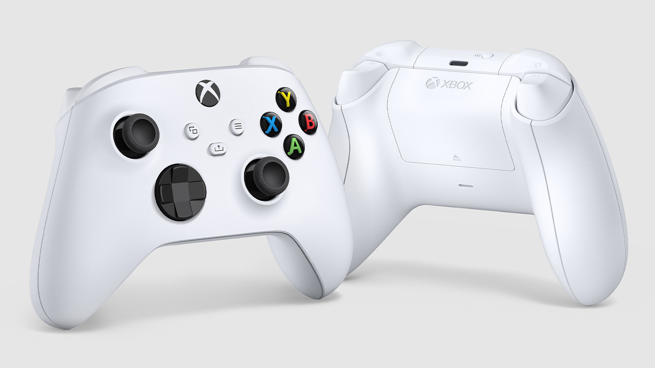 update main gallery with image: Front and back angle of the Xbox Wireless Controller Robot White