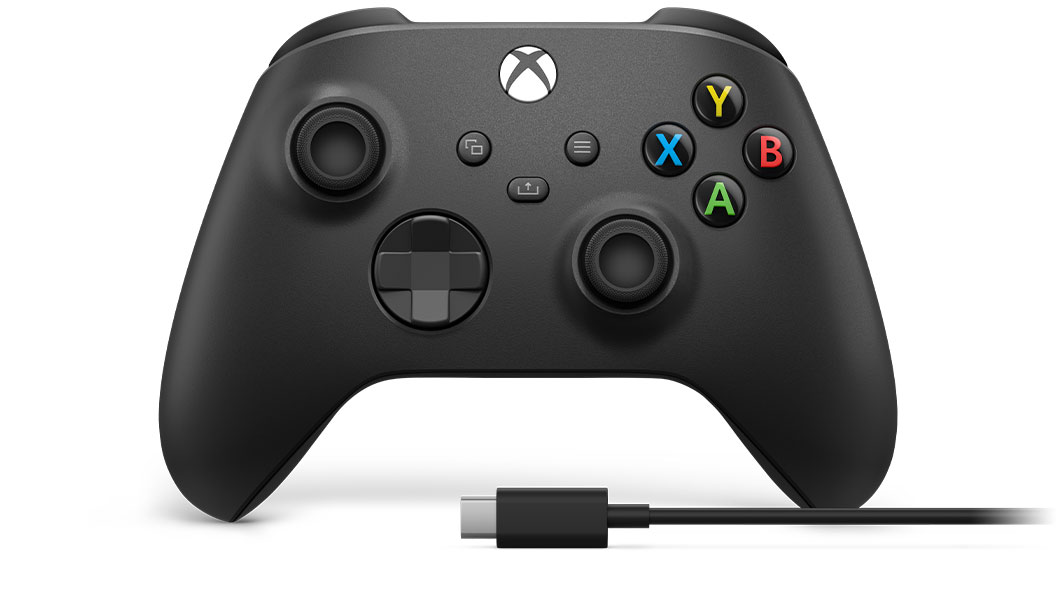 update main gallery with image: Vista frontal del Control inalámbrico Xbox + cable USB-C®