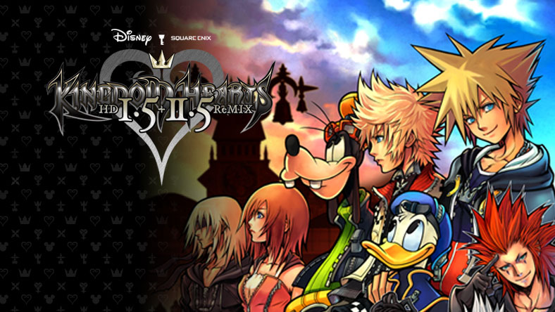 Artistic rendering of Sora, Donald, Goofy and crew outside Hollow Bastion
